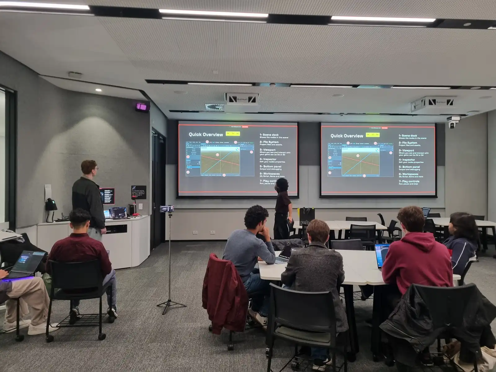 Room and presenter at the start of the Ship Your First Game workshop